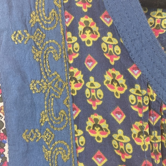 Vtg New Direction boho blouse embroidered pin tuck pleats 1/4 button cotton S - Picture 4 of 9